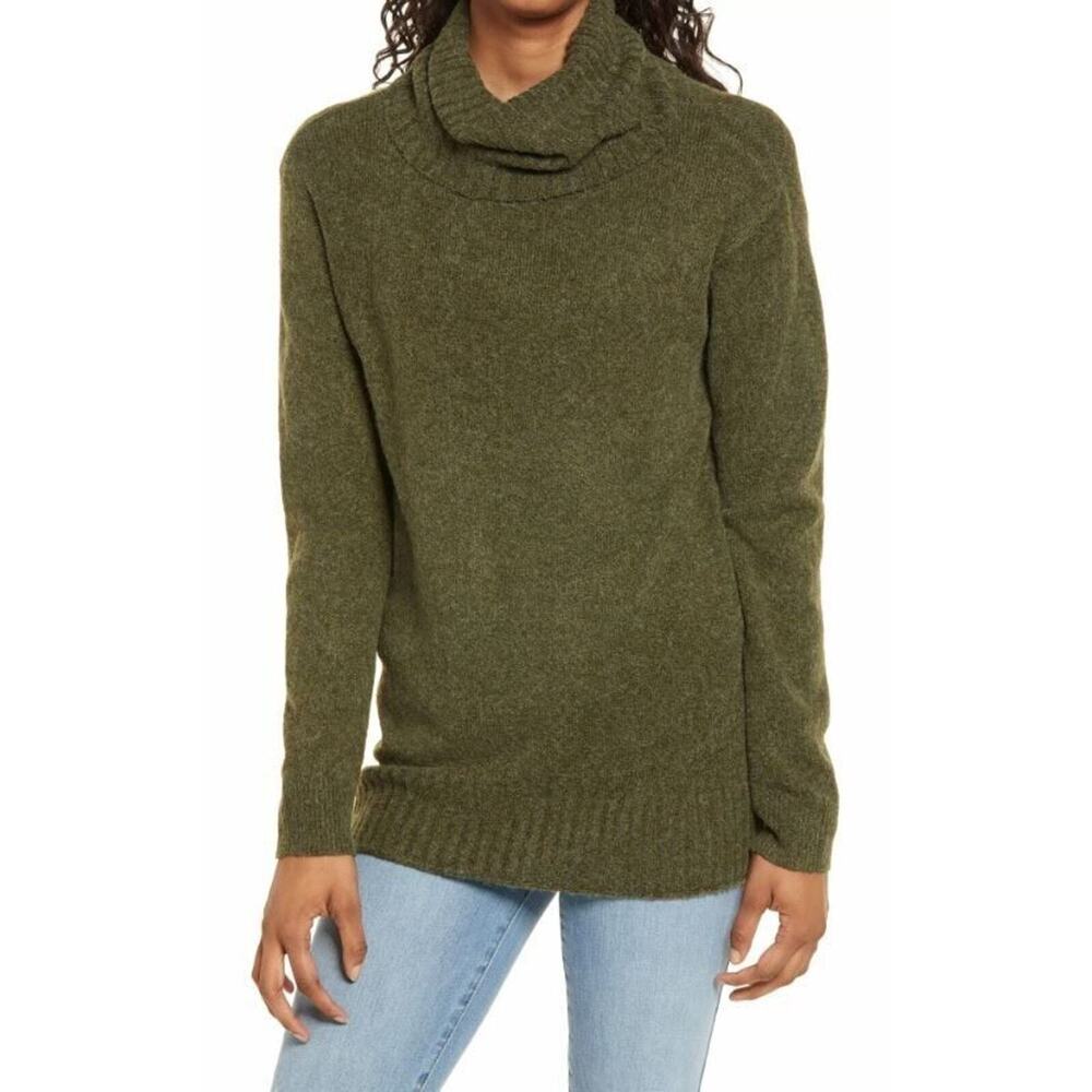 BP.‎ Womens Longline Turtleneck Sweater in Olive Night 2XS MSRP $39 BP420420MI
